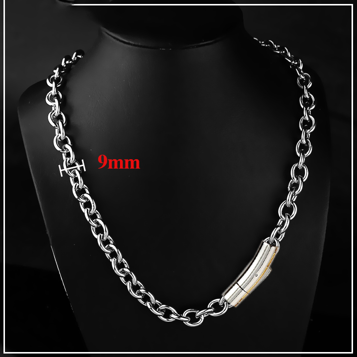 Dây chuyền nam inox kiểu xích tròn khóa gài vip sáng đẹp, không đen, đem lại phong độ, đẳng cấp cho người đeo