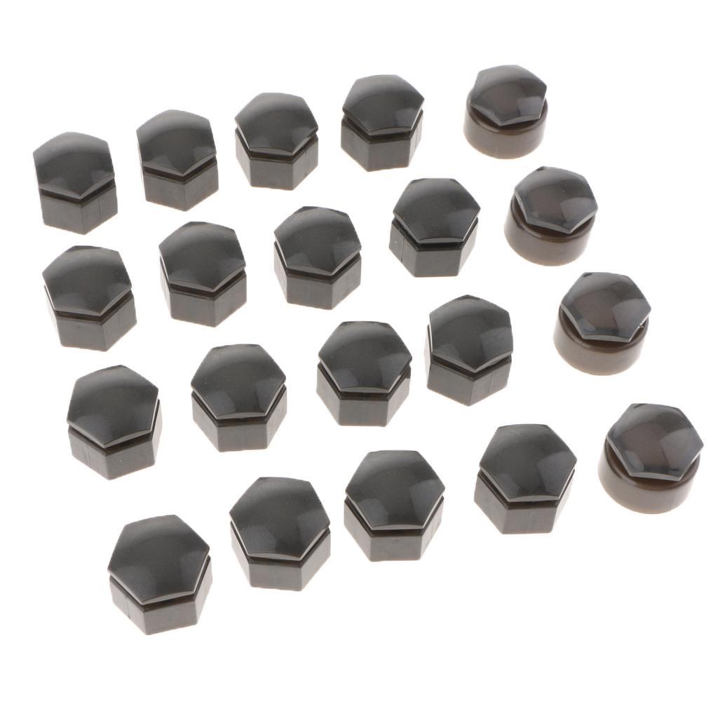 20PCS 19mm Car Hub Screw  Wheel Nut Lug Dust Cover Caps  Gray