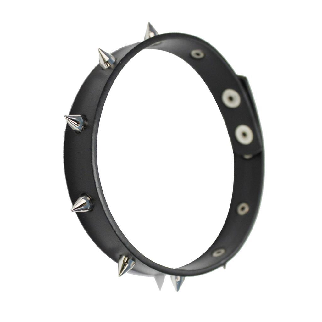 2 Pieces Punk Rock Gothic Leather Spike Rivet Stud Collar Choker Necklace