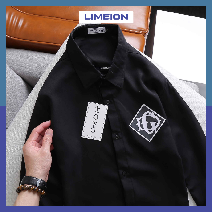 Áo Sơ Mi Dài Tay Công Sở In Thêu Logo DG LIMEION FASHION Kiểu Dáng Hiện Đại Thanh Lịch Trẻ Trung  ITTD06