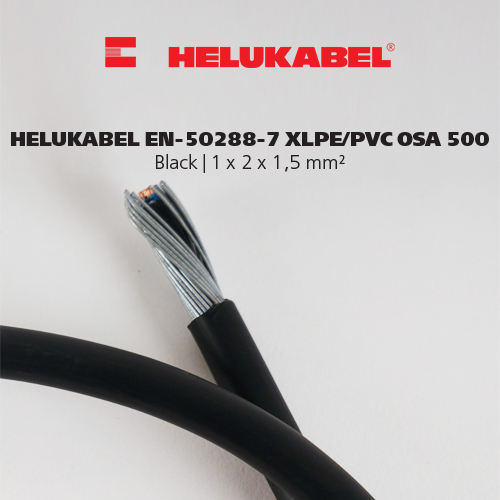 Dây cáp tín hiệu đo lường HELUKABEL EN-50288-7 XLPE/PVC OSA 500 | 1 x 2 x 1,5 mm² | Black