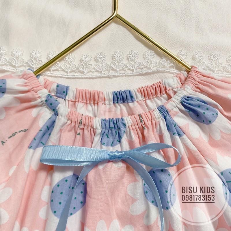 Đầm bé gái chất liệu thô cotton mịn mát mặc hè size cho bé từ 9-36kg họa tiết hoa hướng dương hồng