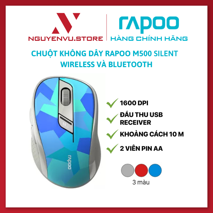 Chuột Không Dây RAPOO M500 Silent Wireless Và Bluetooth - Hàng Chính Hãng