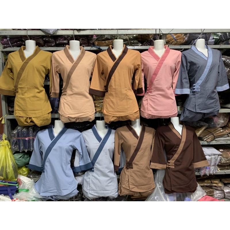 Đồ Lam Đi Chùa # Xéo Tim 3 Nút # Đồ Bộ # Quần Áo # Vải Mát # Nữ