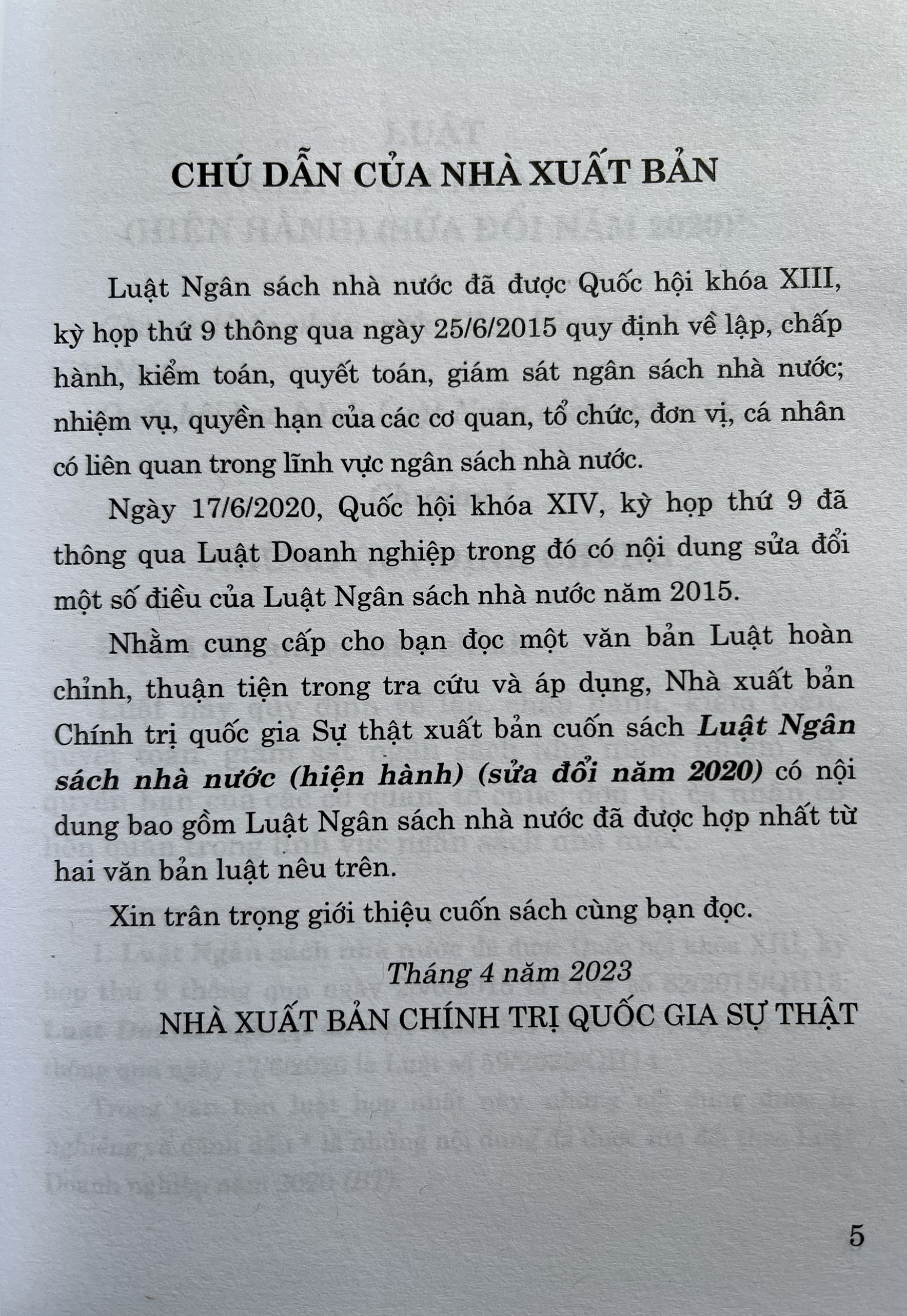 Luật Ngân Sách Nhà Nước