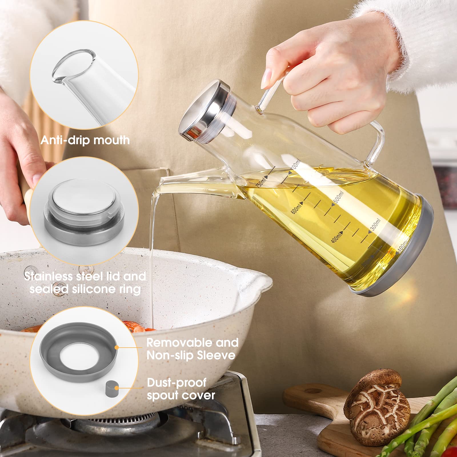 Bình đựng dầu, gia vị thủy tinh Borosilicate Glass Oil Bottle 750ml