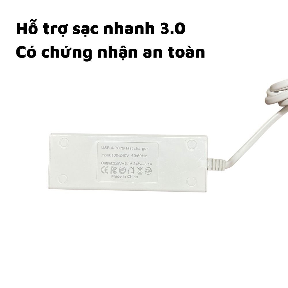 Ổ Cắm Sạc Điện Thoại Power Socket 4 Cổng Sạc Nhanh 2 Cổng PD Type-C + 2 Cổng Usb