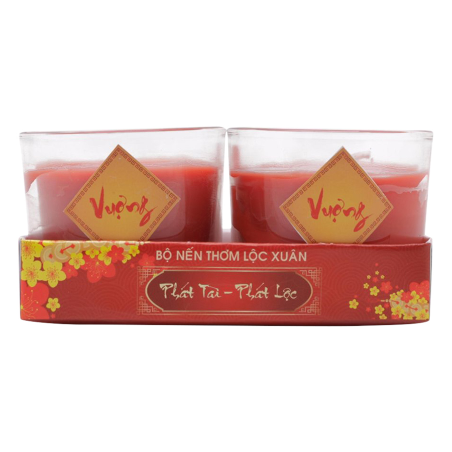 Bộ Nến Thơm Lộc Xuân Phát Tài Phát Lộc Chữ Vượng Quang Minh Candle - Đỏ