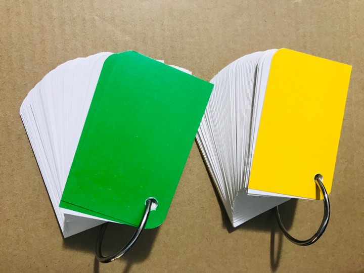 COMBO 2 tập flashcard trắng chiếc lá siêu dễ thương. Flashcard thẻ học từ vựng tiếng anh nhật hàn trung cao cấp | Bộ thẻ học tiếng nước ngoài tặng kèm khoen