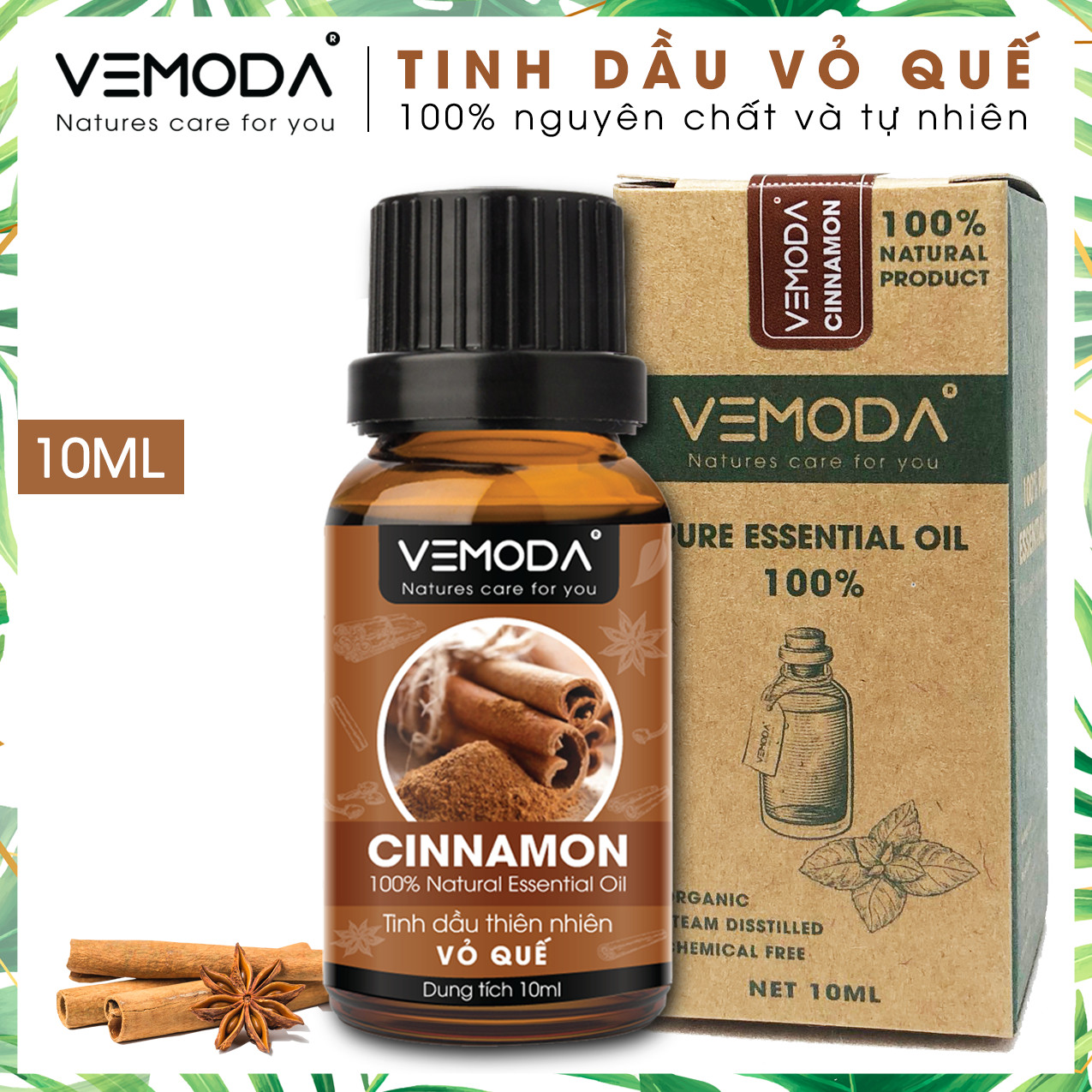 Tinh dầu Vỏ quế cao cấp. Cinnamon Essential Oil. Tinh dầu xông phòng giúp khử mùi, khử khuẩn, giúp giữ ấm, hỗ trợ giảm cân. Tinh dầu thơm phòng cao cấp Vemoda