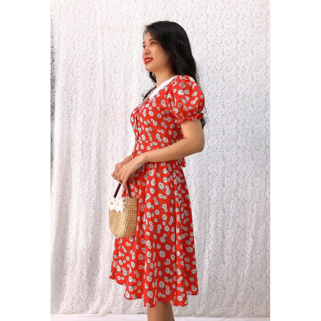 Đầm xòe họa tiết