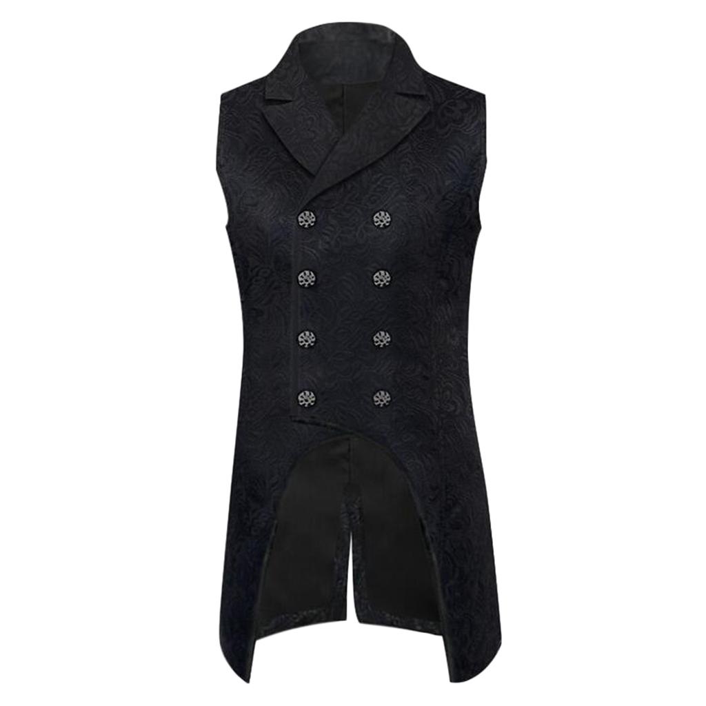 Mens Gothic Steampunk Double Breasted Vest Brocade Waistcoat
