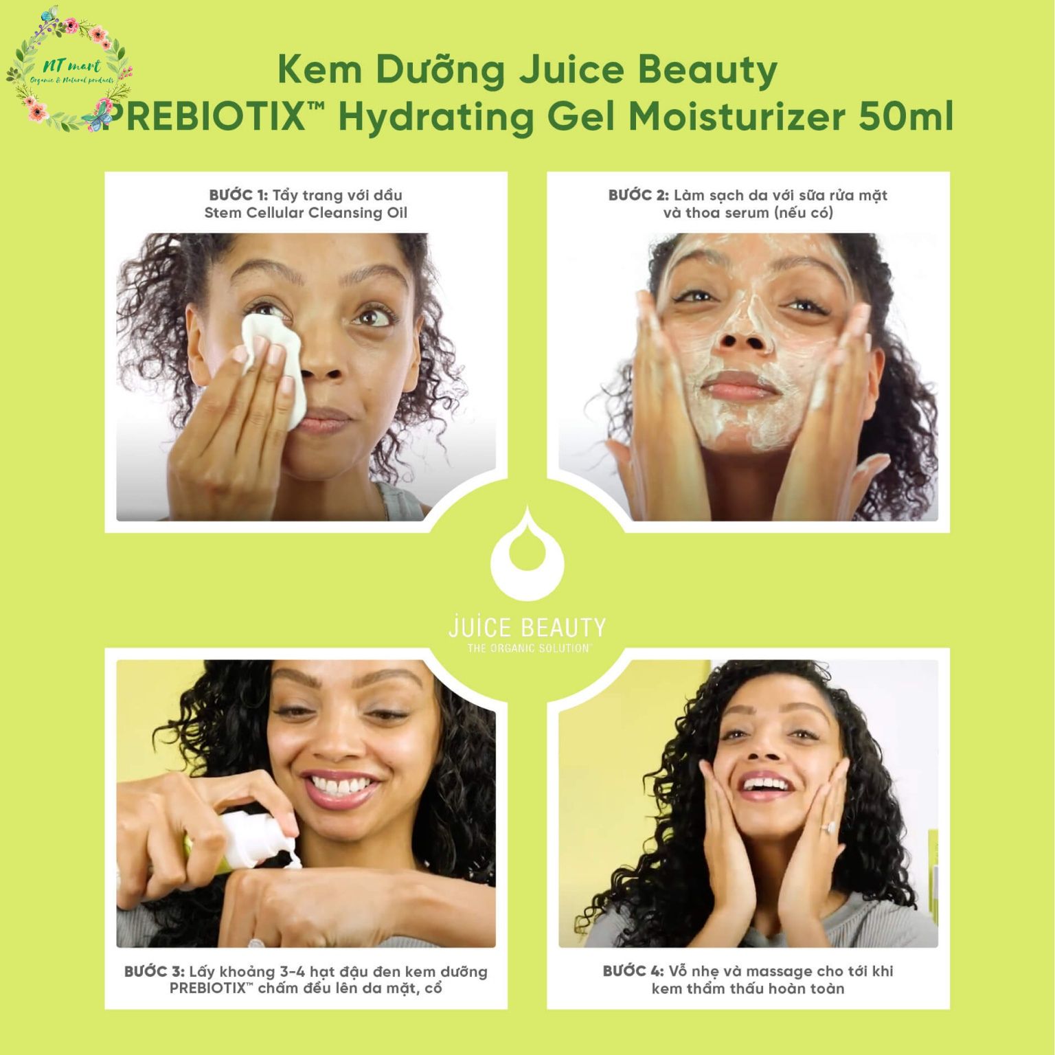 JUICE BEAUTY - Kem Dưỡng Siêu Nhẹ Cân Bằng Hệ Vi Sinh Vật Juice Beauty Prebiotix Hydrating Gel Moisturizer