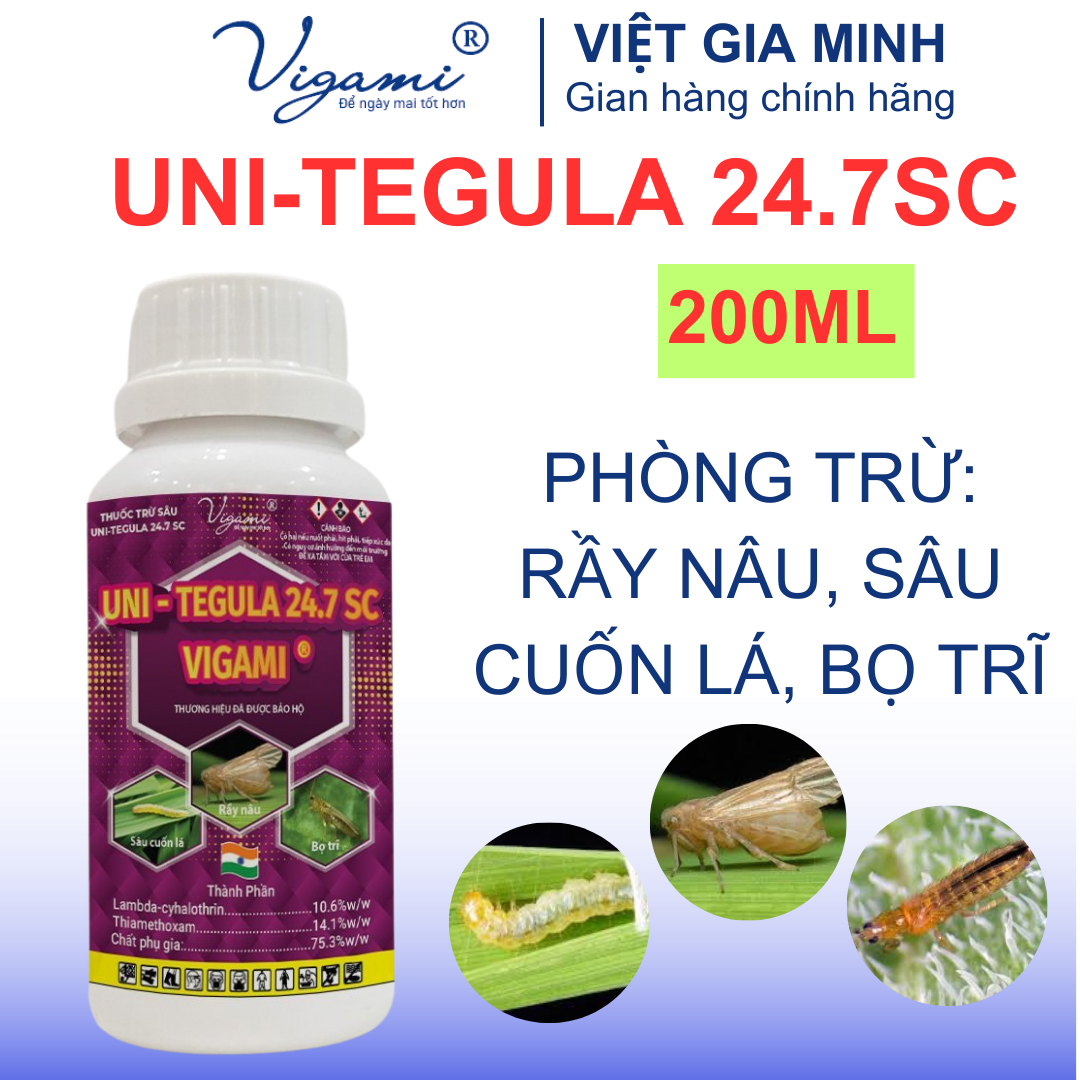 Hình ảnh Thuốc trừ sâu VIGAMI UNI-TEGULA 24.7SC 200ml phòng trừ rầy nâu, sâu cuốn lá, bọ trĩ