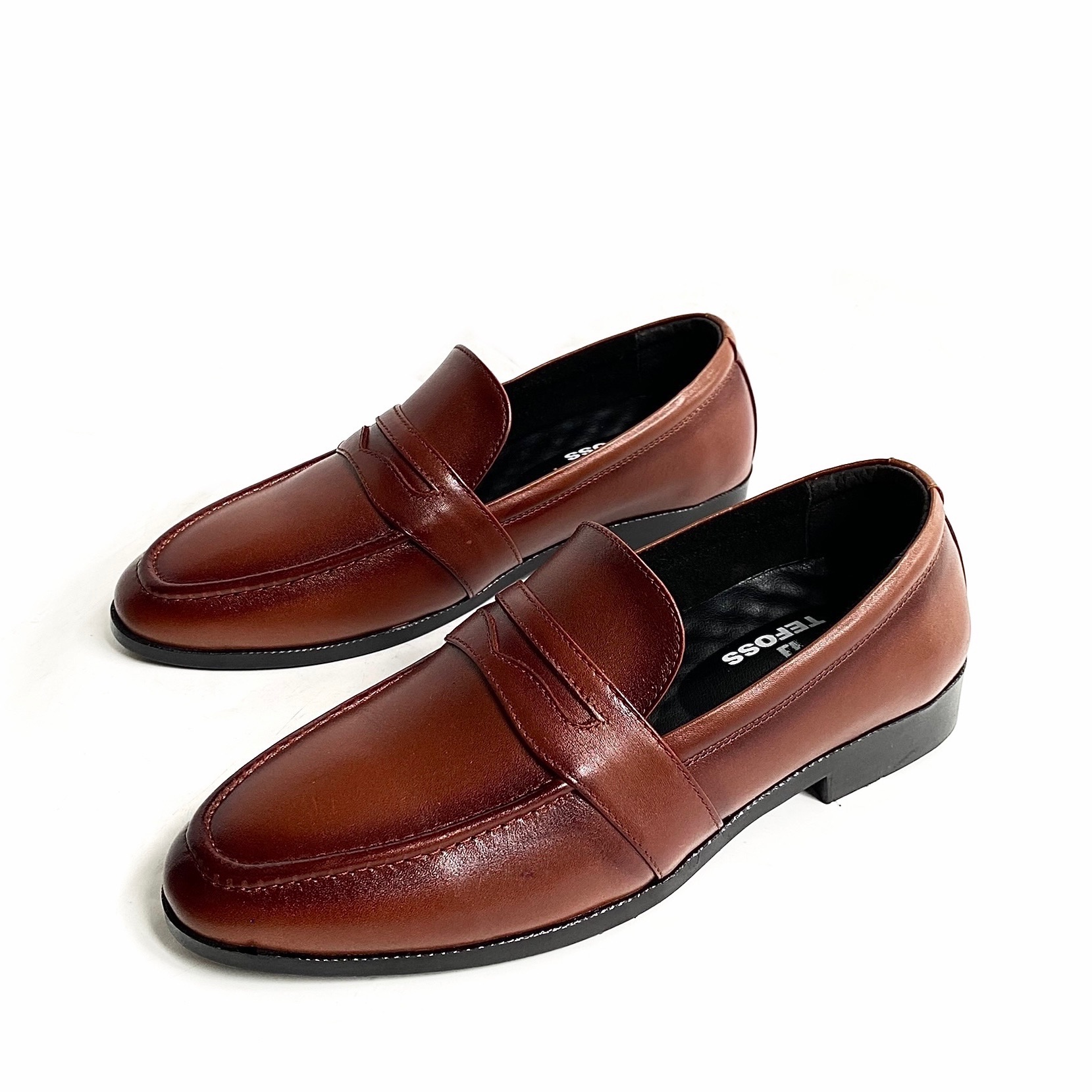 Giày lười nam da bò thật Loafer/Moca TEFOSS HT511 trơn đen và nâu sang trọng size 38-44