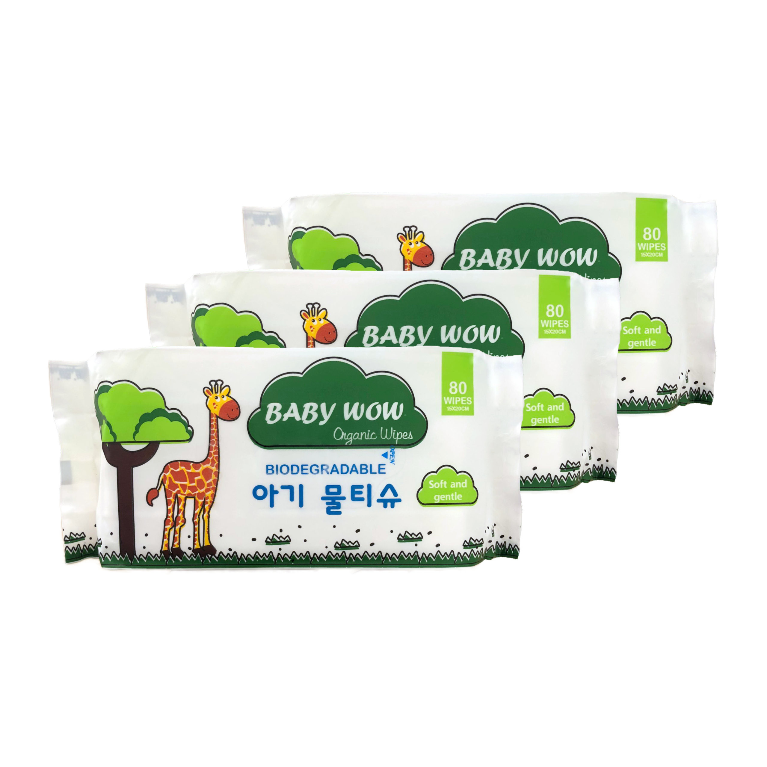 Combo 2 khăn ướt Organic 80 tờ không mùi Baby Wow