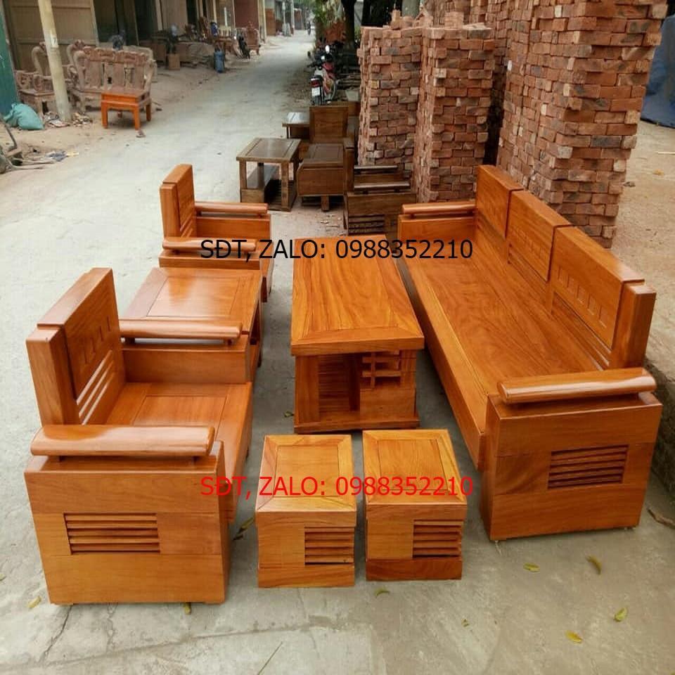 Bộ Bàn Ghế Sofa Trứng Đối Gỗ Gõ Đỏ