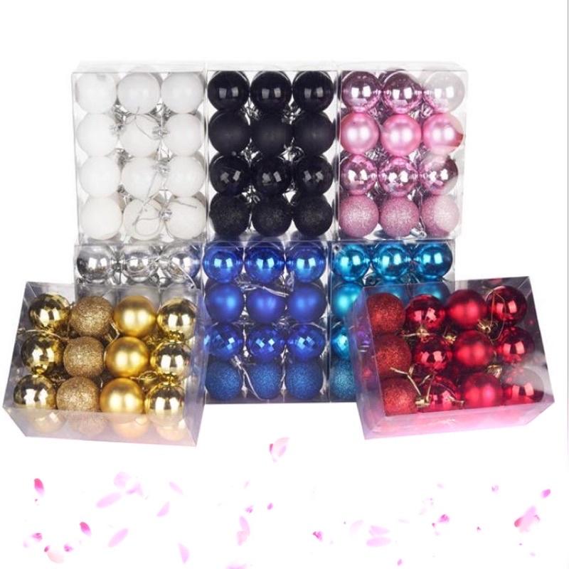 Set 6 Trái Châu 4cm Treo Trang Trí Cây Thông Noel, Nhiều Màu Lấp Lánh