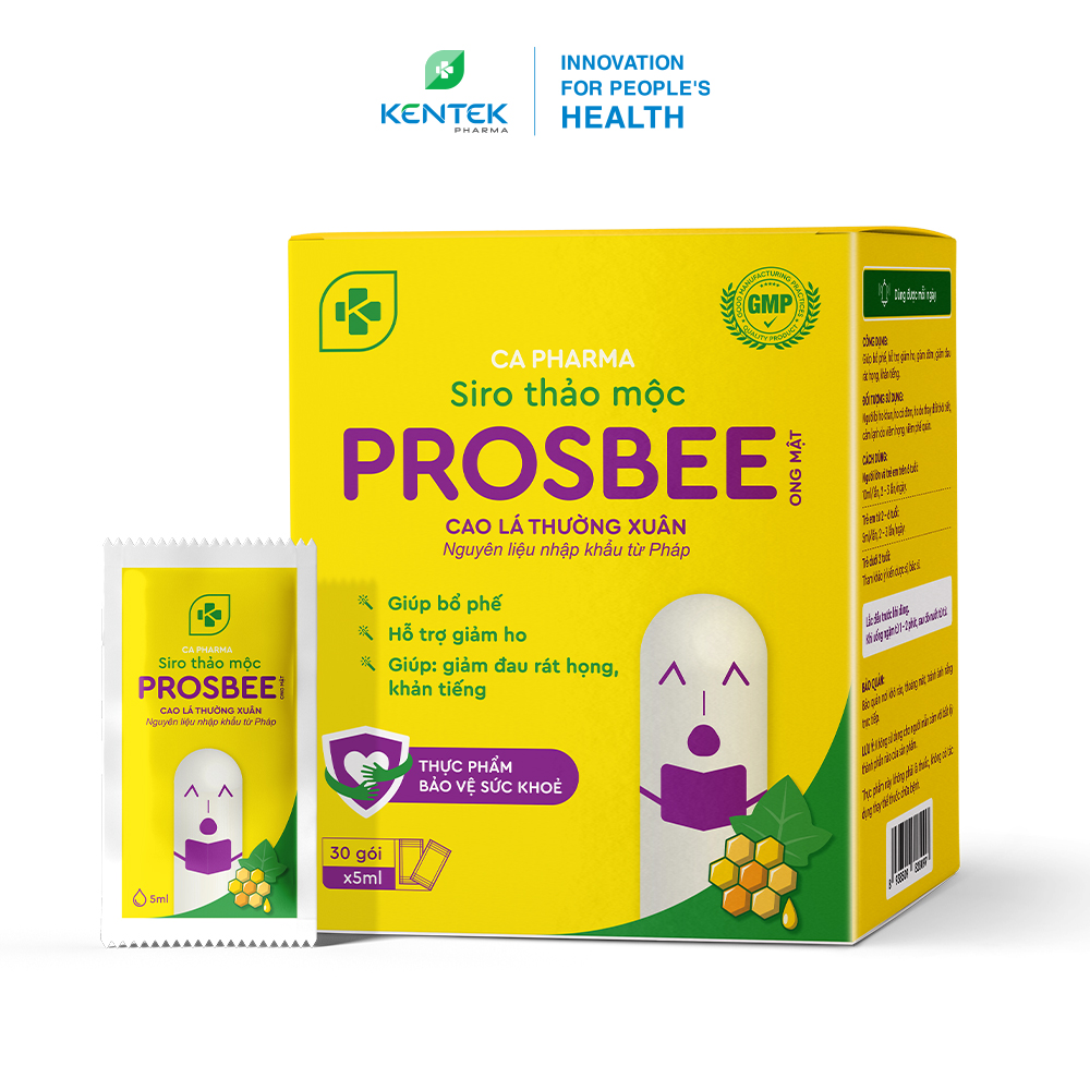 Siro ho thảo dược PROSBEE ONG MẬT giúp giảm ho, bổ phế dành cho trẻ em (Hộp 30 gói x 5ml)