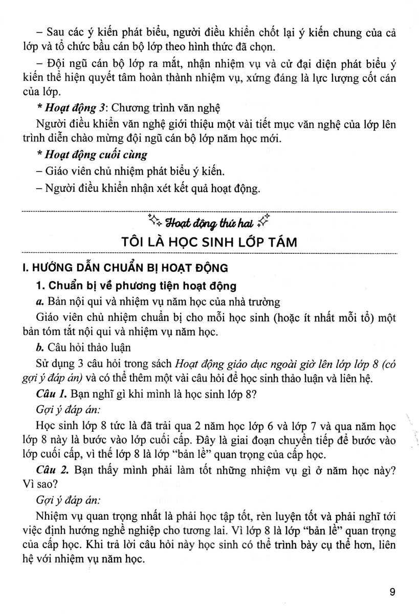 Hướng Dẫn Thực Hiện Hoạt Động Giáo Dục Ngoài Giờ Lên Lớp - Lớp 8 _HA