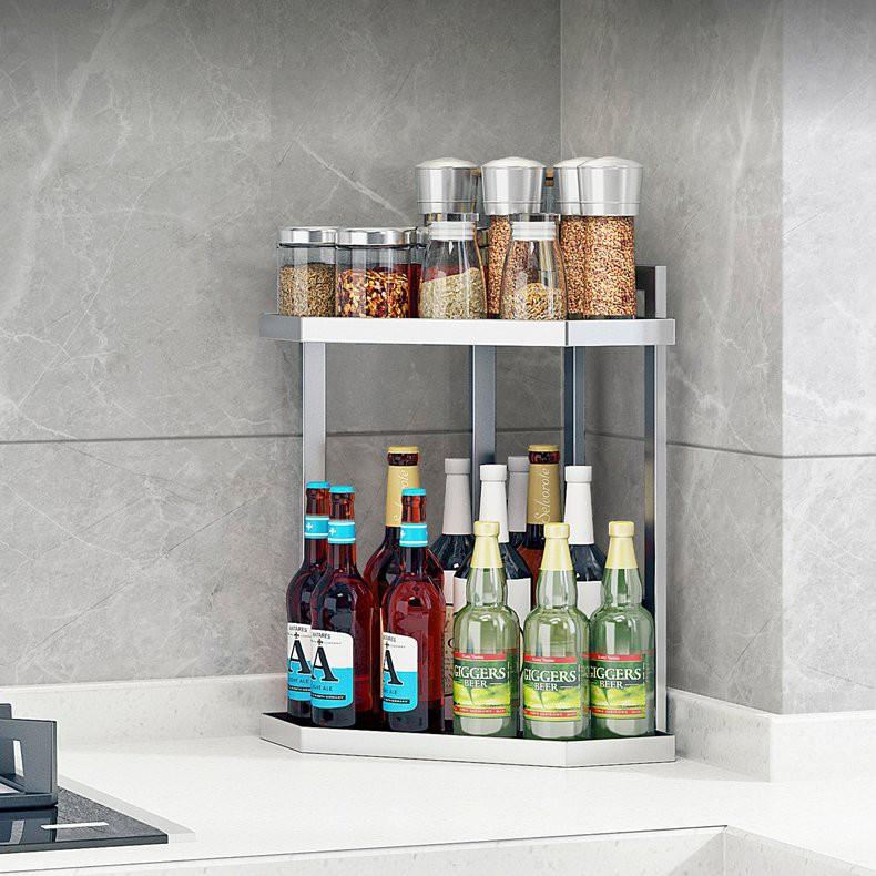 Kệ đựng gia vị dạng góc bằng inox 304 cao câp, tiện dụng