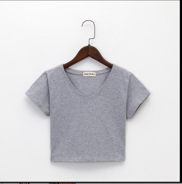 Áo thun tay ngắn body cô tim croptop