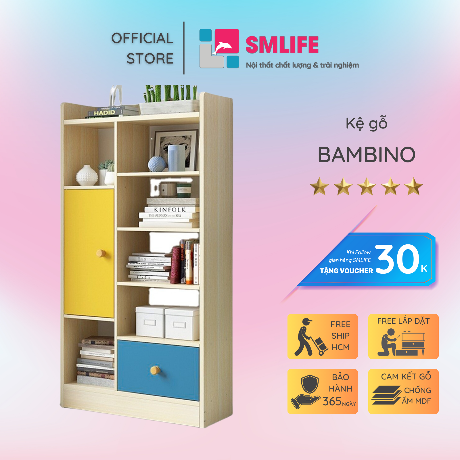 Kệ giá đỡ sách thông minh, đa năng SMLIFE Bambino