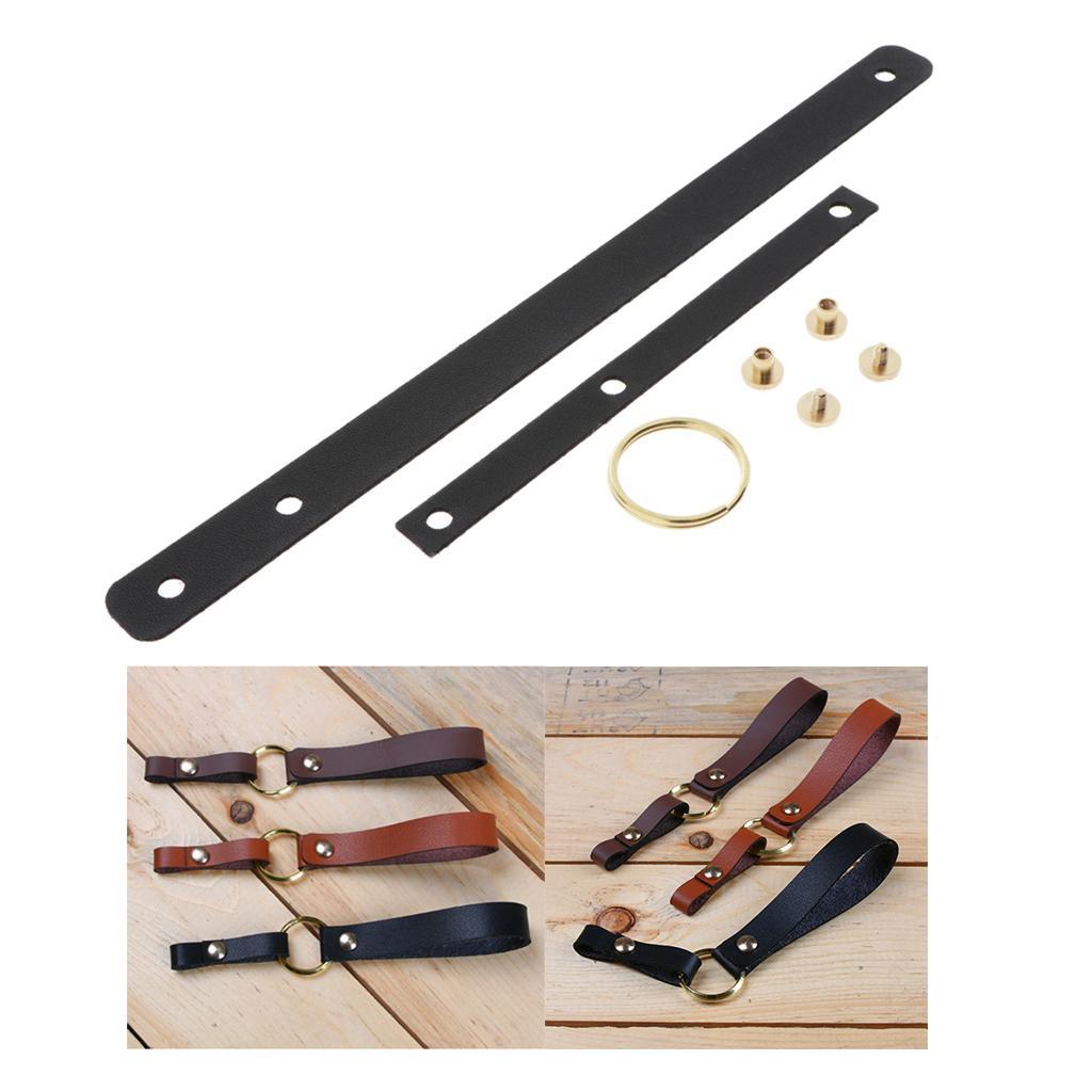 2-4pack DIY Leather Craft Making Kit Key Chain Rope Leather Material Black