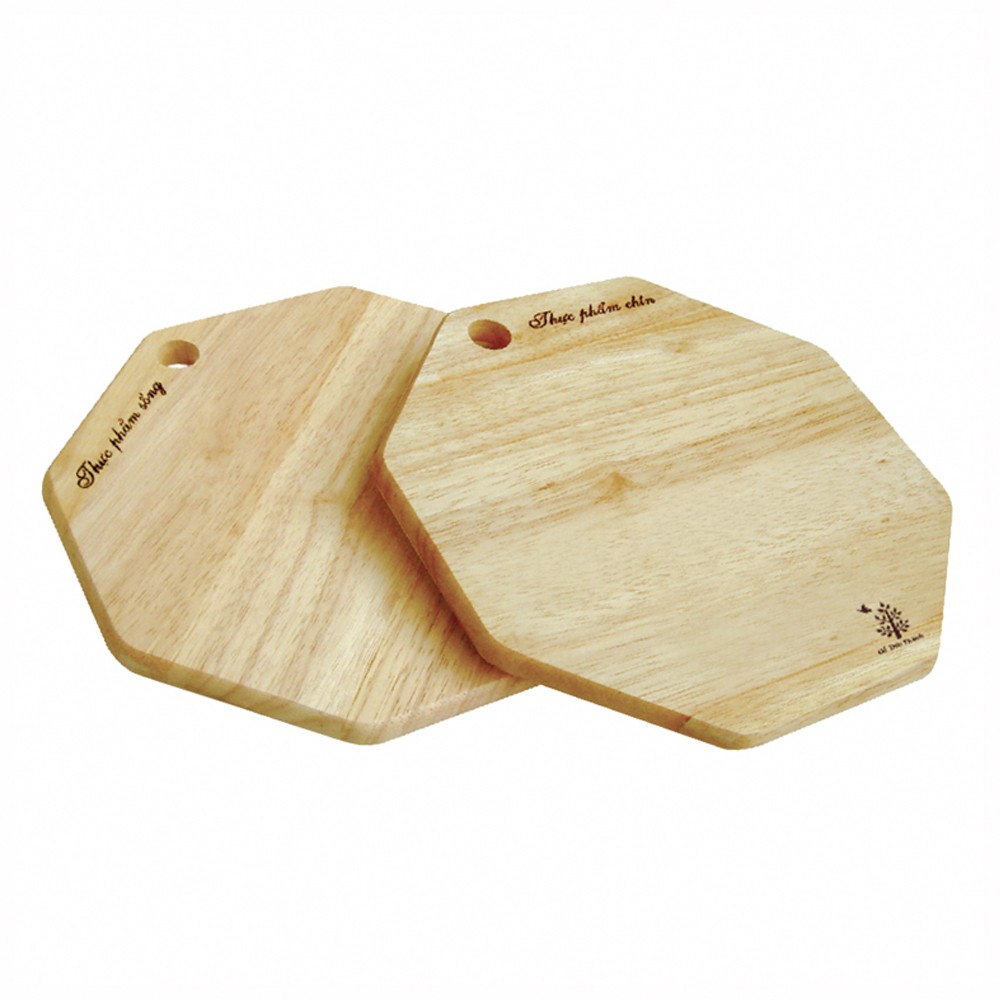 Thớt Gỗ Hình Bát Giác Bộ 2 Cái Bền Đẹp Sang Trọng An Toàn Cho Sức Khỏe - Kích thước: 25 x 25 x 1.5 cm - Gỗ Đức Thành