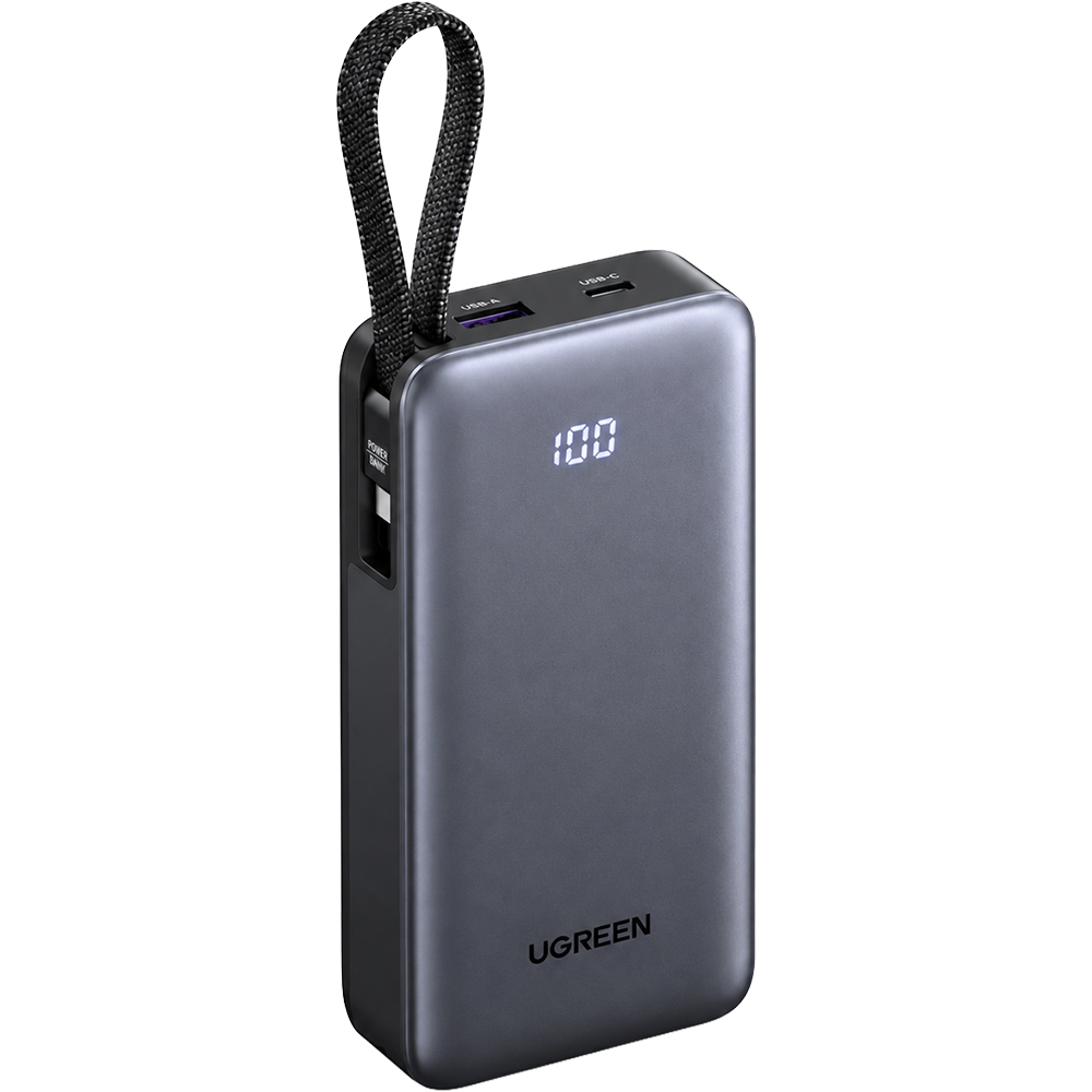 Sạc dự phòng Ugreen Nexode Power Bank Built-In Cable 1USB 1Type-C 55W 20000mAh PB537 95178B - Hàng chính hãng