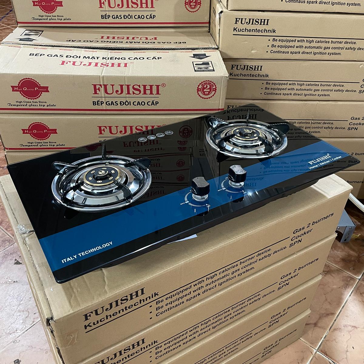 Bếp gas âm Fujishi FJ-804X - KÍNH XANH - Đánh lửa Magneto tự động, Chén đồng lửa xanh tiết kiệm gas - Hàng chính hãng