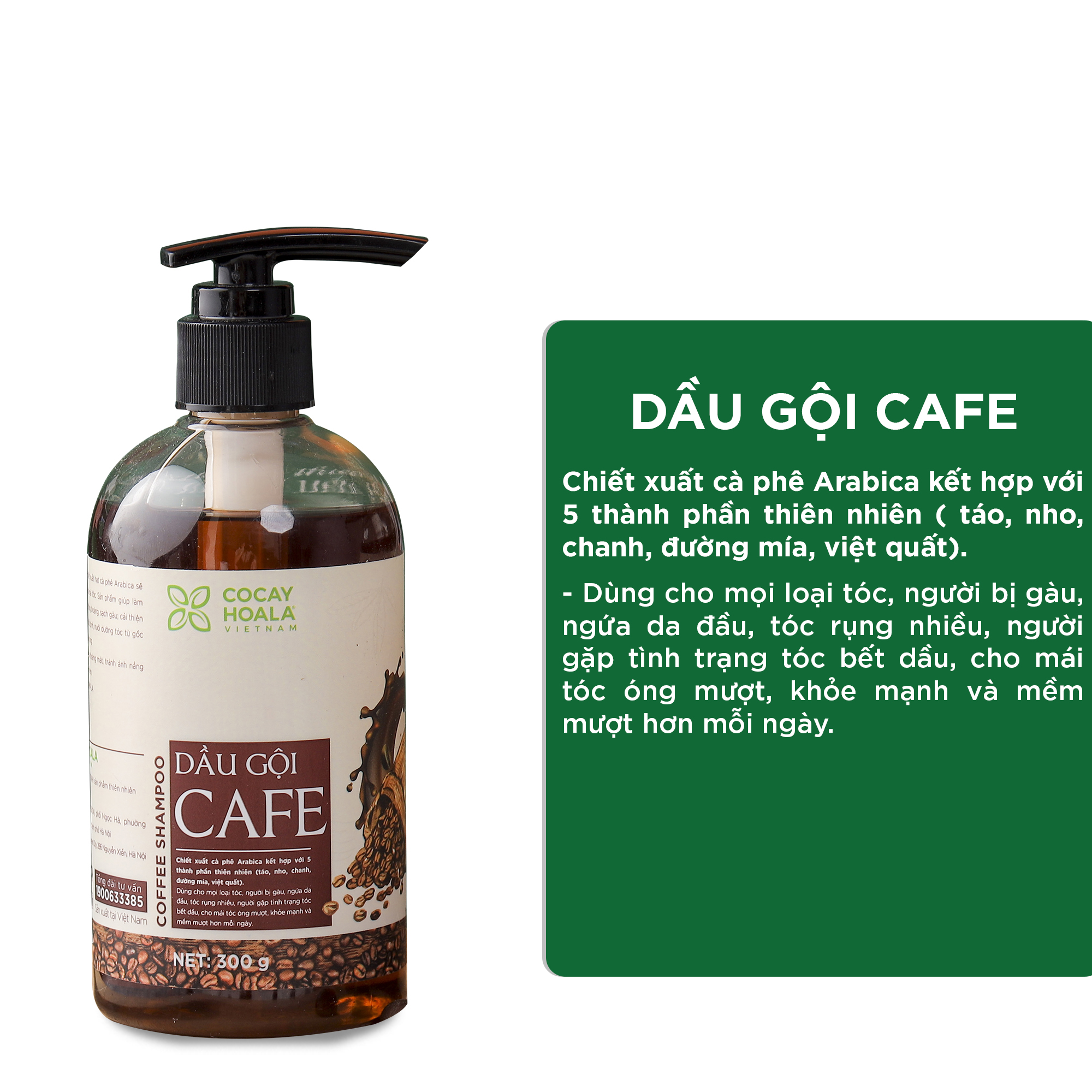 Dầu Gội Cà Phê Sạch Gàu, Nấm, Ngứa Cocayhoala 300g