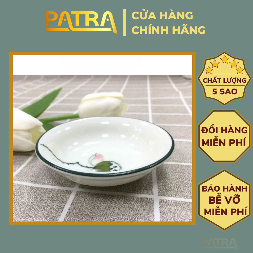 Bát đĩa đựng gia vị, bát mắm, chén chấm sứ Bát Tràng vẽ đài sen - gomsu_patra