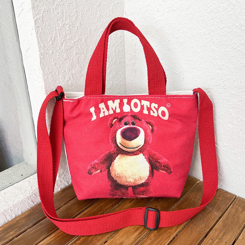 Túi Đeo Vải Hình Gấu Lotso Strawberry Bear