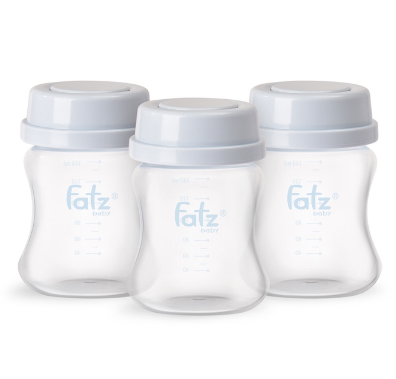 Bộ 3 bình trữ sữa mẹ cổ rông 140ml vừa với máy hút sữa RESONANCE Fatzbaby