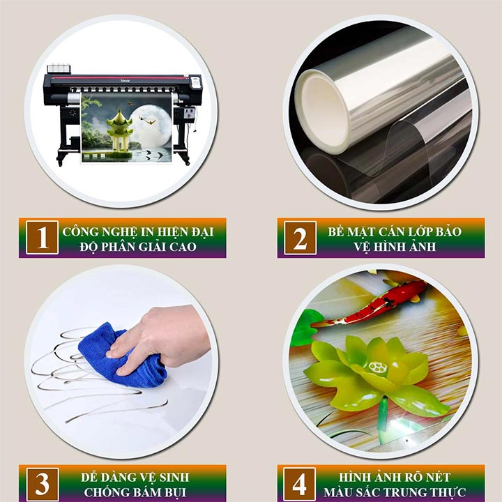 Bộ tranh treo tường 3 tấm trang trí phòng khách, phòng ngủ phong cách mỹ thuật hiện đại chất liệu cán pvc gương:4419L15S