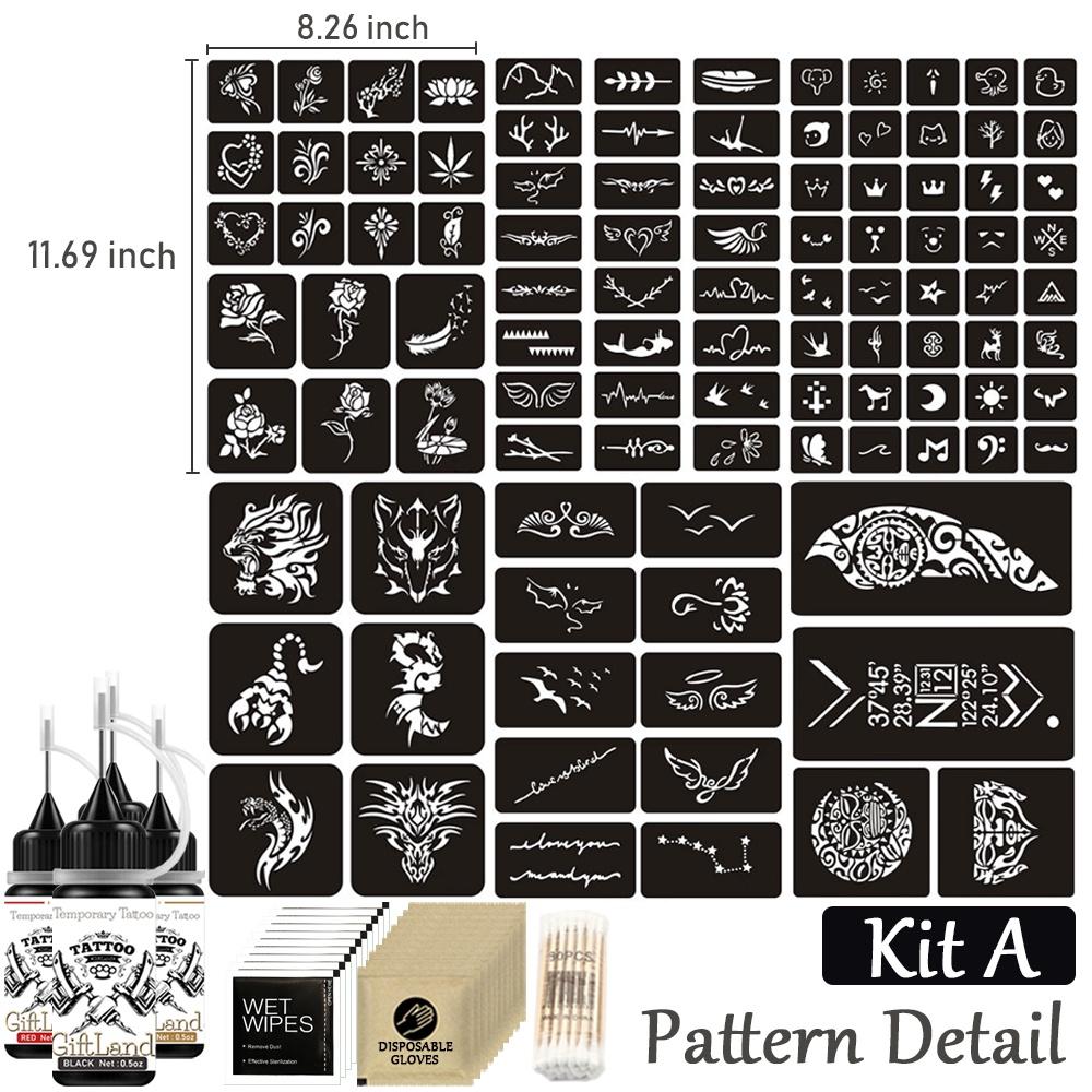 1 Bộ Mực Xăm Tạm Thời Kháng Nước Dùng Cho Cơ Thể