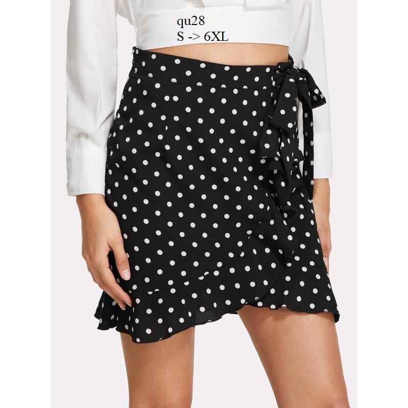 SKIRT166 CHÂN VÁY BÈO TẦNG CHẤM BI