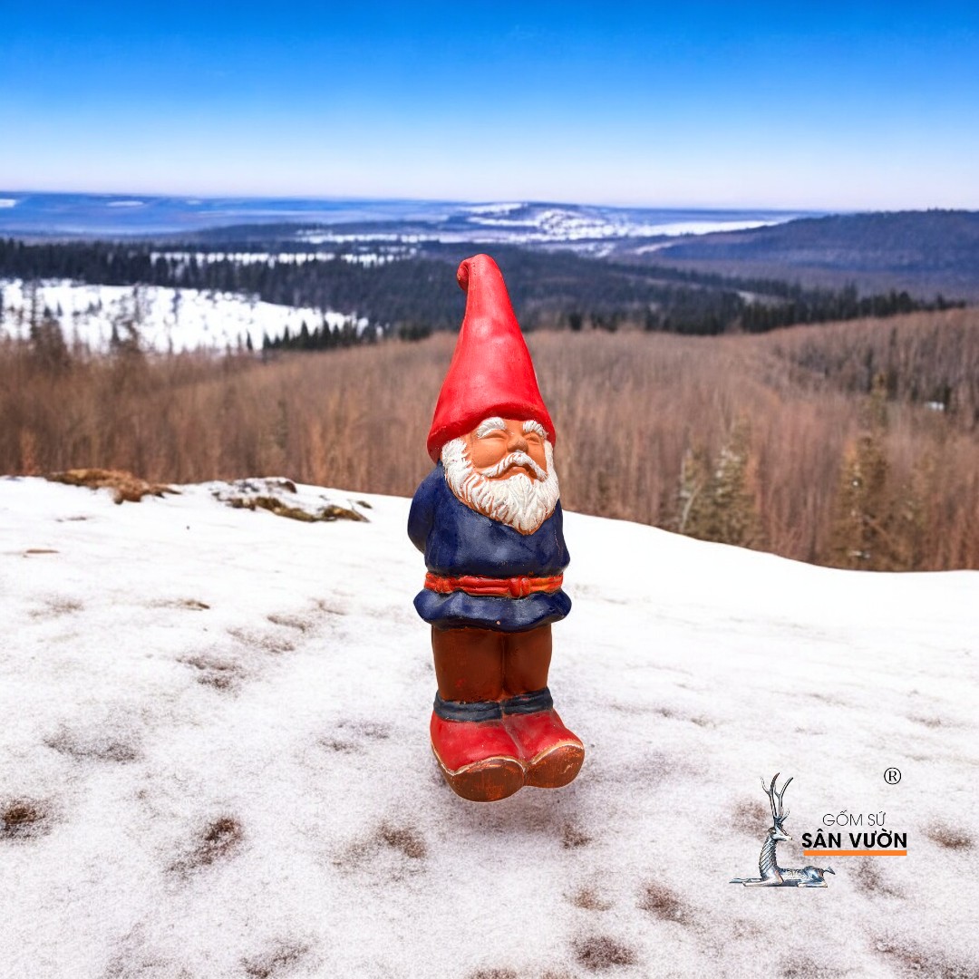 Tượng Gốm Đất Nung Hình Thần Lùn Giữ Vườn Gnome 10x36cm