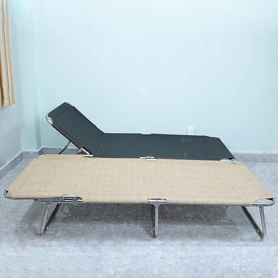 Giường xếp Inox VIP lưới thổ cẩm nằm mát lưng