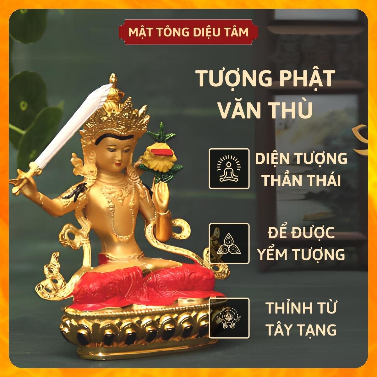 Tượng phật văn thù bồ tát mật tông Tây Tạng thờ cúng , tượng phật để ô tô