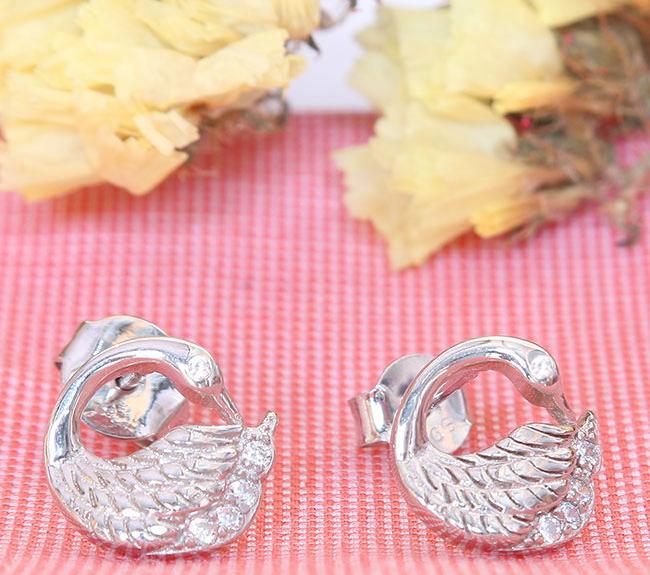 Bông tai bạc bạc Swan Flower