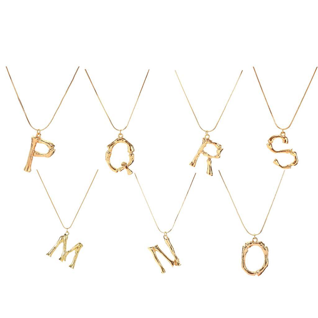 Gold Alphabet M-S Letter Pendant Necklace Snake Chain Necklace