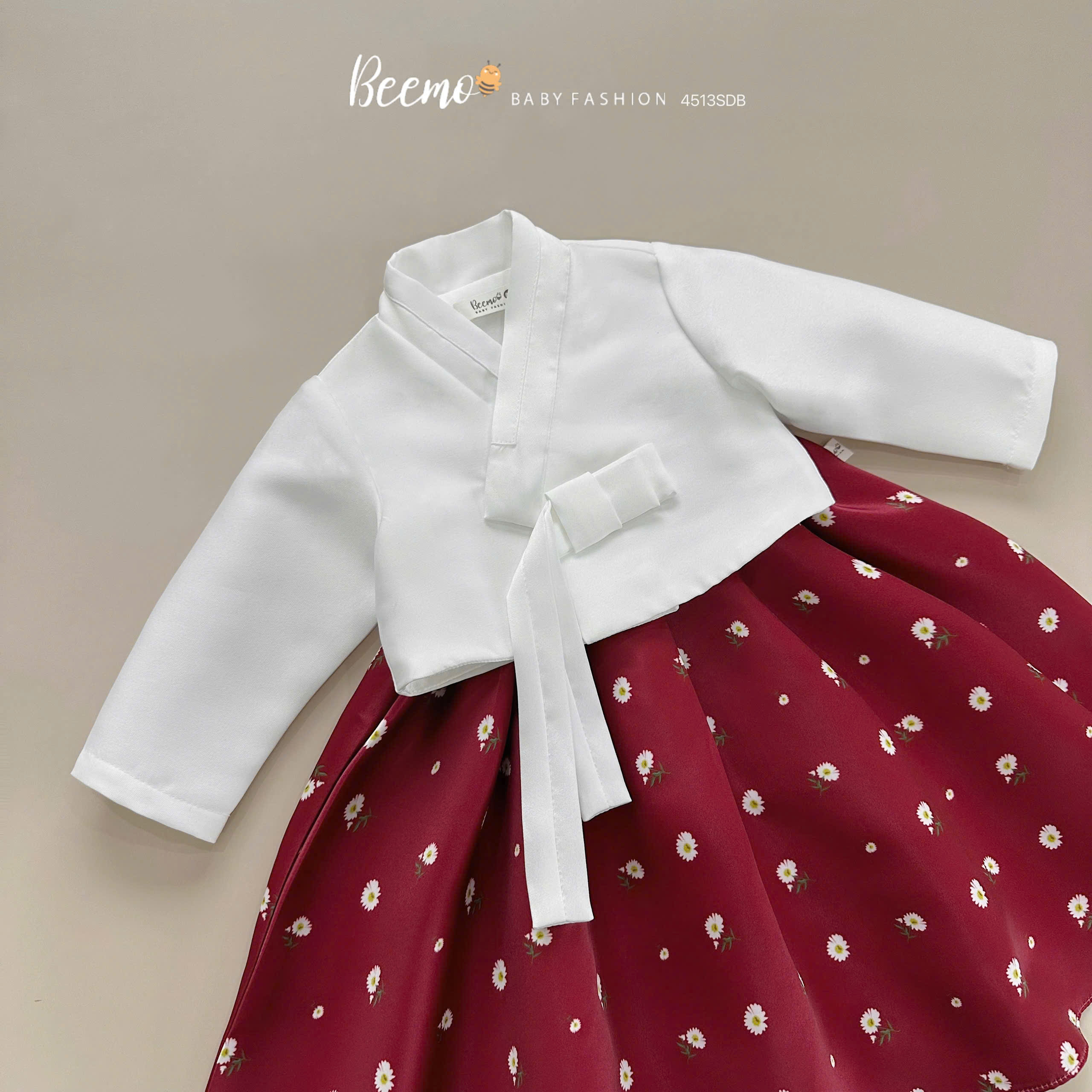 Đầm công chúa hanbok Hàn quốc cho bé gái màu đỏ diện lễ tết đẹp size 9-30kg hàng Thiết kế