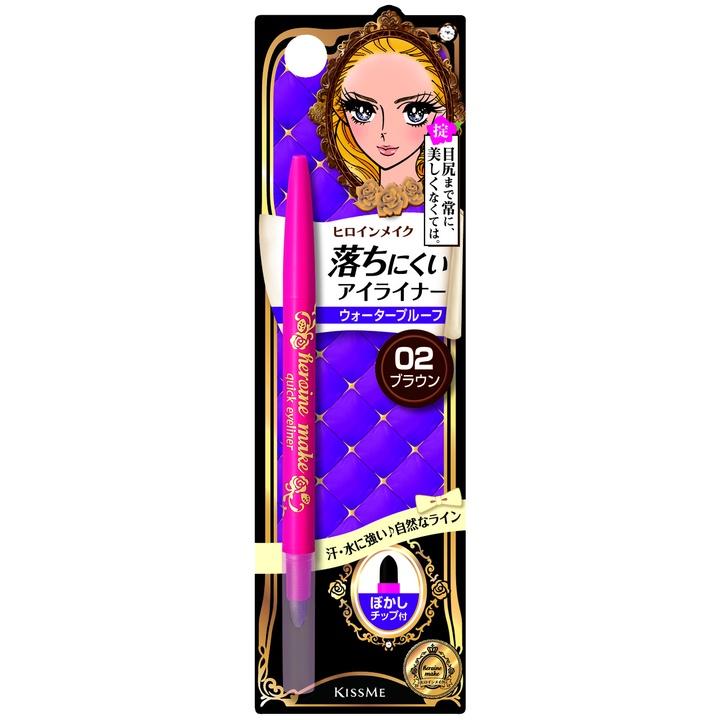 Bút Chì Sáp Kẻ Mí Mắt Kissme Heroine Make Quick Eyeliner Không Trôi Nét Vẽ Tự Nhiên - Dạng Xoay (02 Màu)