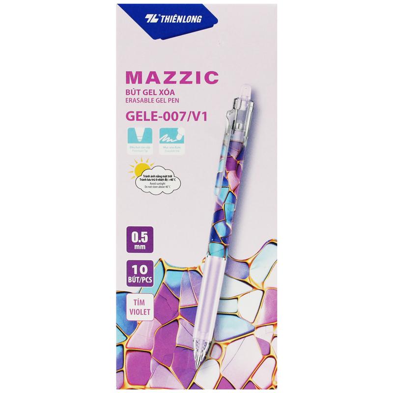 Hộp 10 Bút Gel Xóa Được 0.5 mm - Thiên Long GELE-007/V1 - Mực Tím