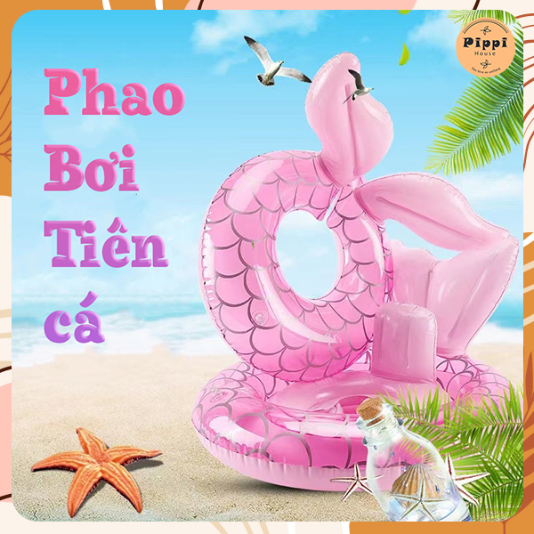 Phao bơi Tiên Cá hồng có ghế lót tựa lưng cho bé 1-5 tuổi