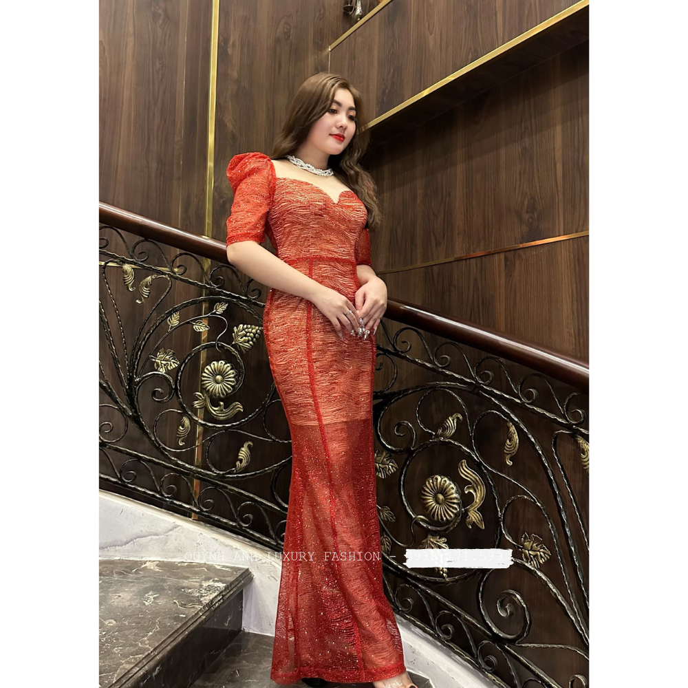Đầm Body Kim Sa Đỏ Dáng Đuôi Cá Cao Cấp Neala Dress