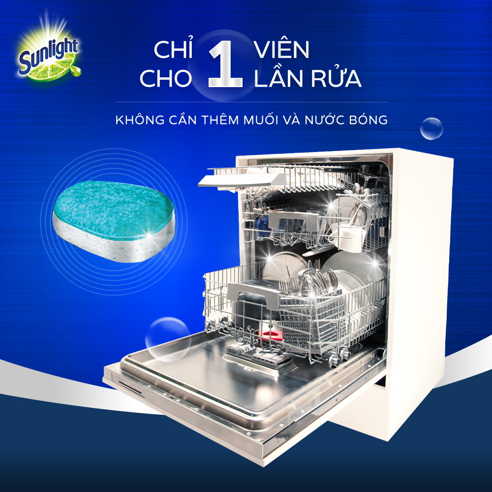 Combo 3 Hộp Viên Rửa Chén Bát Sunlight 5 in 1 Cho Máy Rửa Chén Bát
