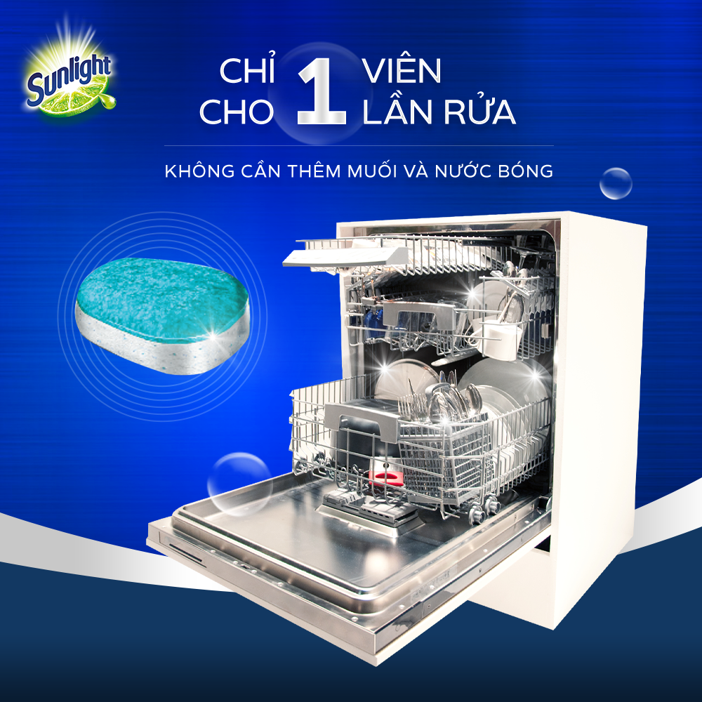 Combo 3 Hộp Viên Rửa Chén Bát Sunlight 5 in 1 Cho Máy Rửa Chén Bát (28V/Hộp)